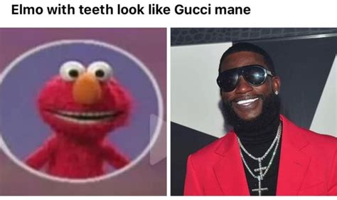 elmo with teeth looks like gucci|Elmo with teeth look like Gucci Mane .